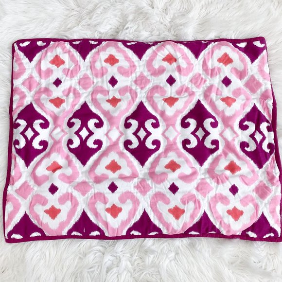 Pottery Barn Teen Gemma Ikat Sateen Sham Standard Pink Magenta White NEW - Picture 2 of 4